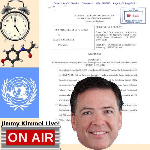 Kimmel's Back on the Air, Comey's Indicted, Trump Wants to wage War Against Acetaminophen
